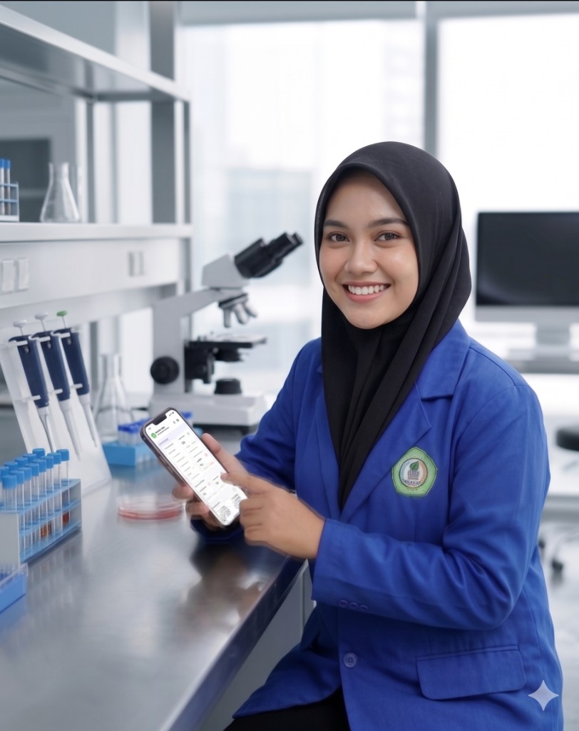 Mahasiswa mengakses SIM Lab di lingkungan laboratorium